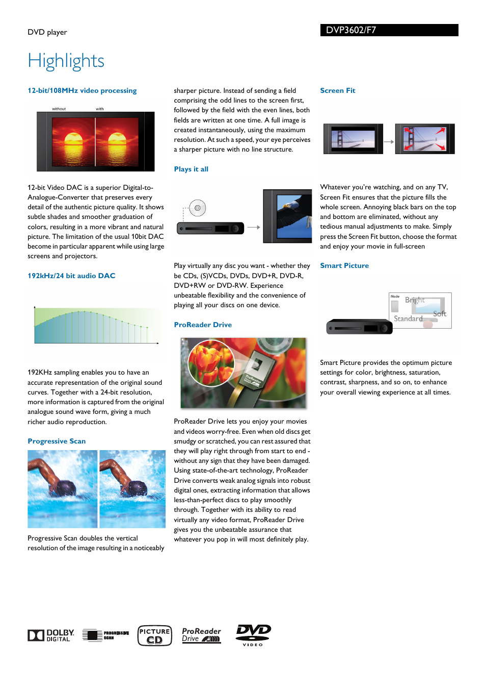 Highlights | Philips DVP3602-F7 User Manual | Page 2 / 3