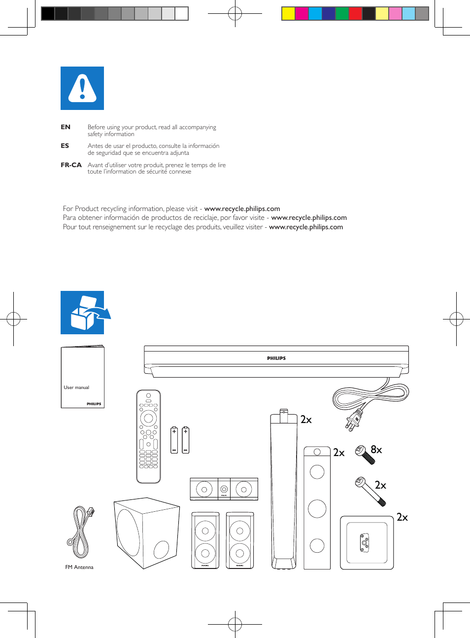 2x 8x 2x | Philips HTB5544D-F7 User Manual | Page 2 / 57