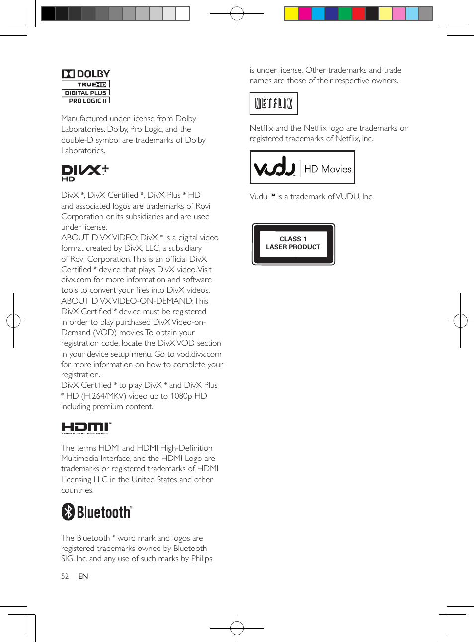 9 notice, Copyright, Notice of compliance | Philips HTB5544D-F7 User Manual | Page 52 / 57