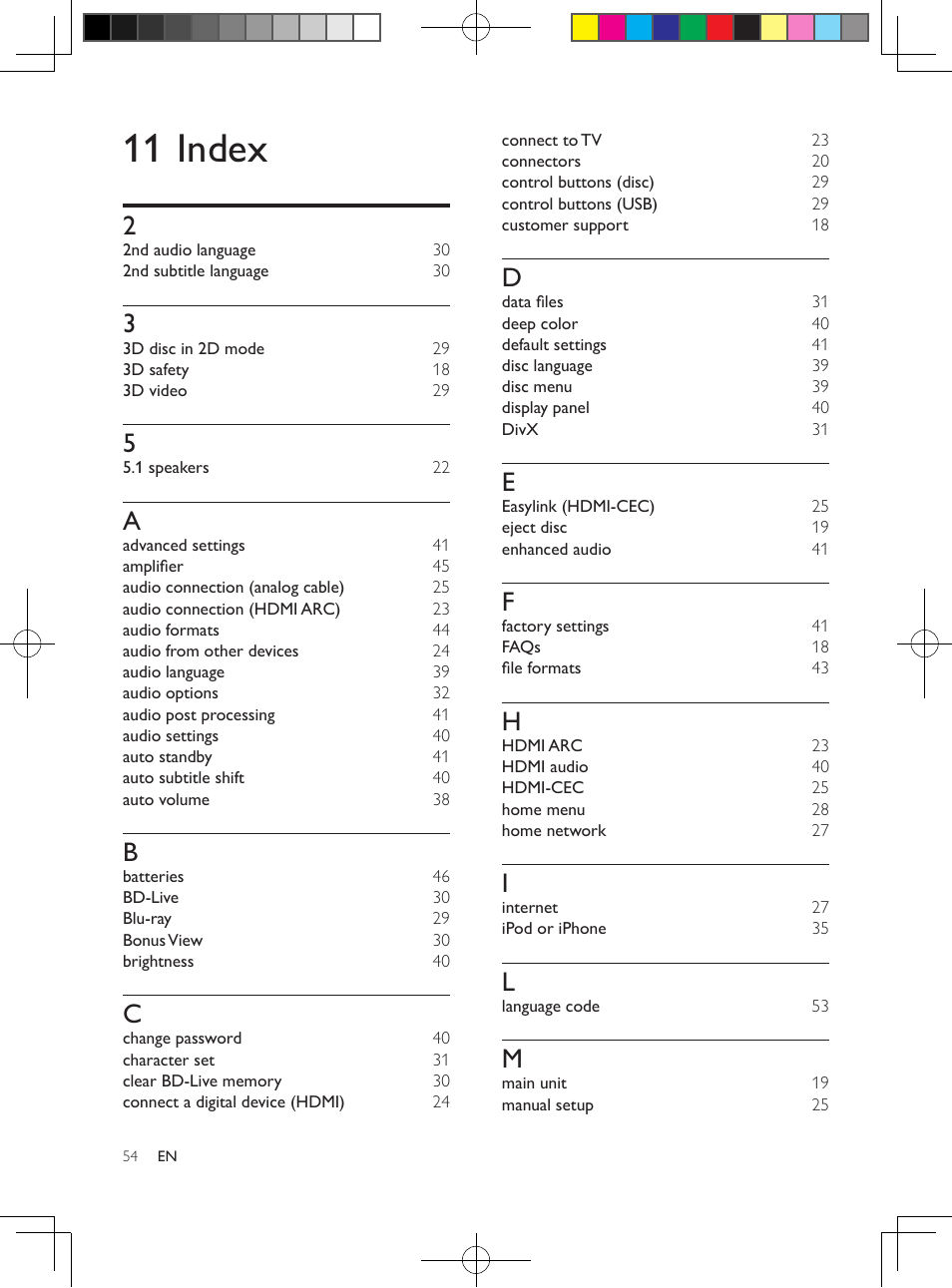 11 index | Philips HTB5544D-F7 User Manual | Page 54 / 57