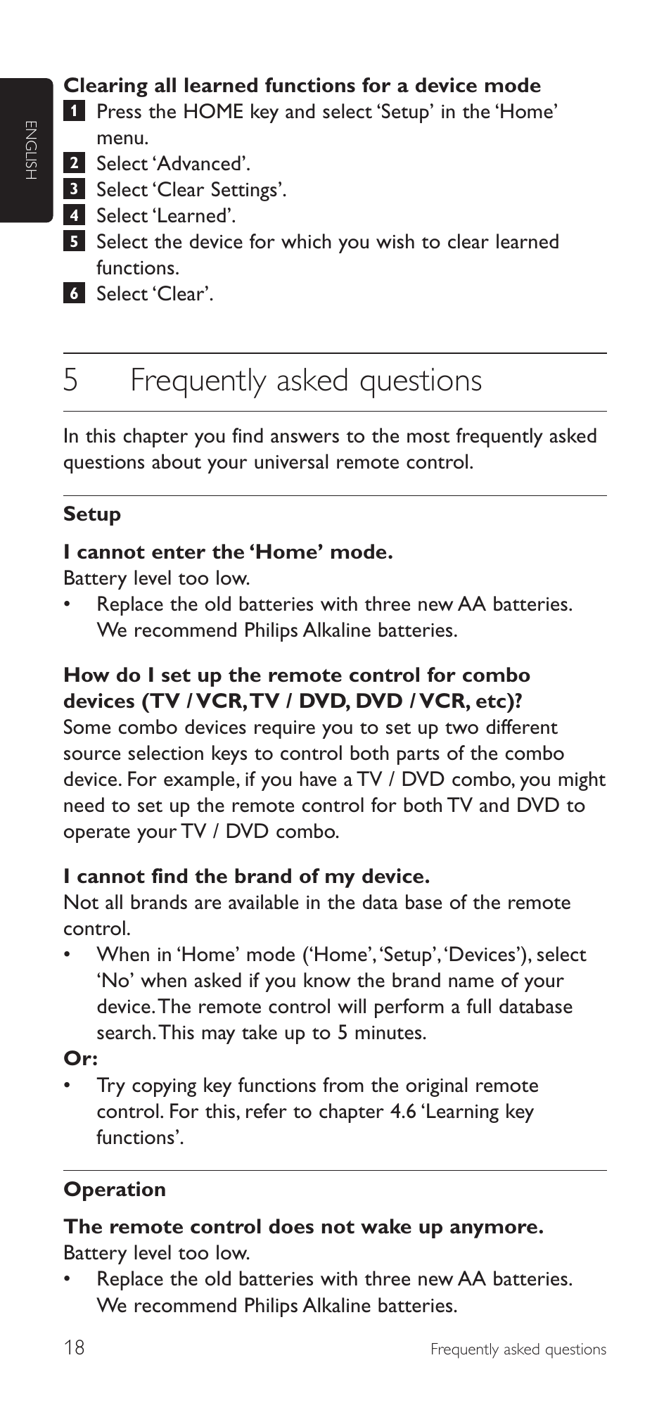 5frequently asked questions | Philips SRU8112-27 User Manual | Page 18 / 22