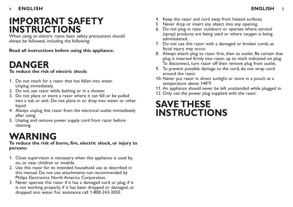 Danger, Warning | Philips 6900LC-41 User Manual | Page 3 / 9