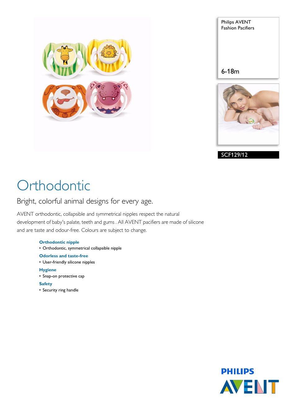 Philips AVENT Fashion Pacifiers SCF129-12 6-18m User Manual | 2 pages