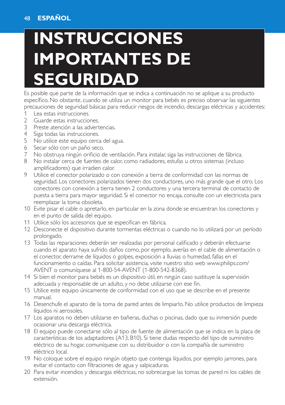Español, Instrucciones importantes de seguridad | Philips SCD535-00 User Manual | Page 48 / 72