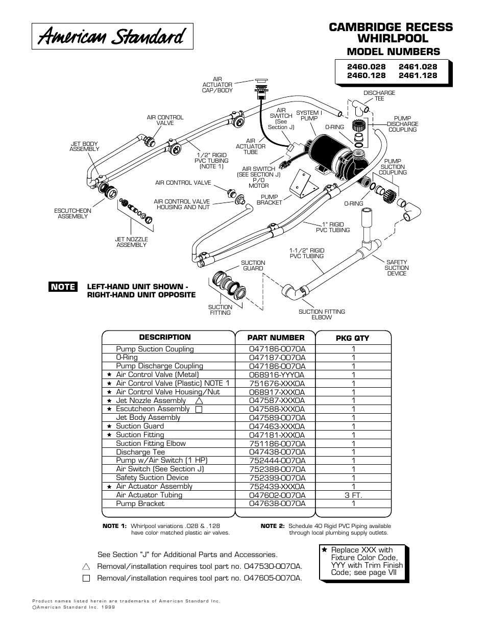 American Standard Cambridge 2460.028 User Manual | 1 page