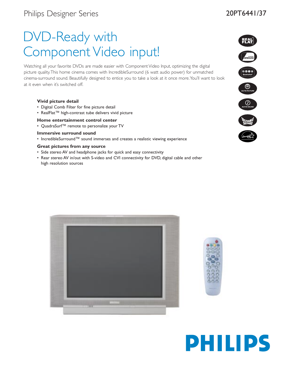 Philips 20PT6441-37B User Manual | 2 pages