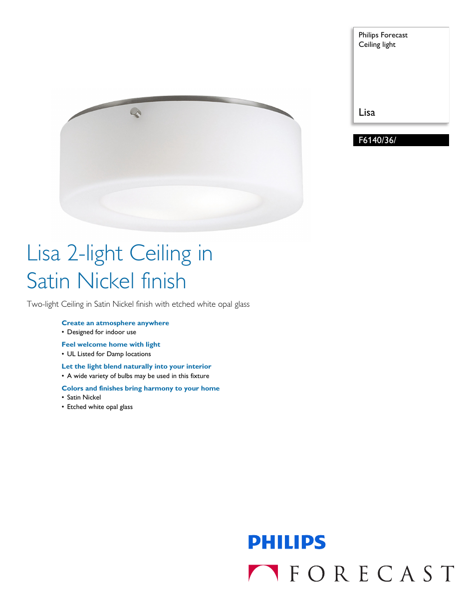 Philips F614036 User Manual | 2 pages