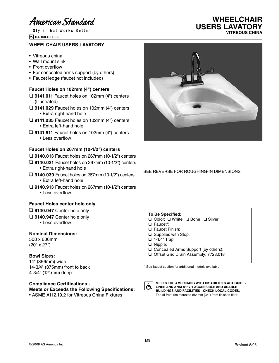 American Standard 9141.035 User Manual | 3 pages
