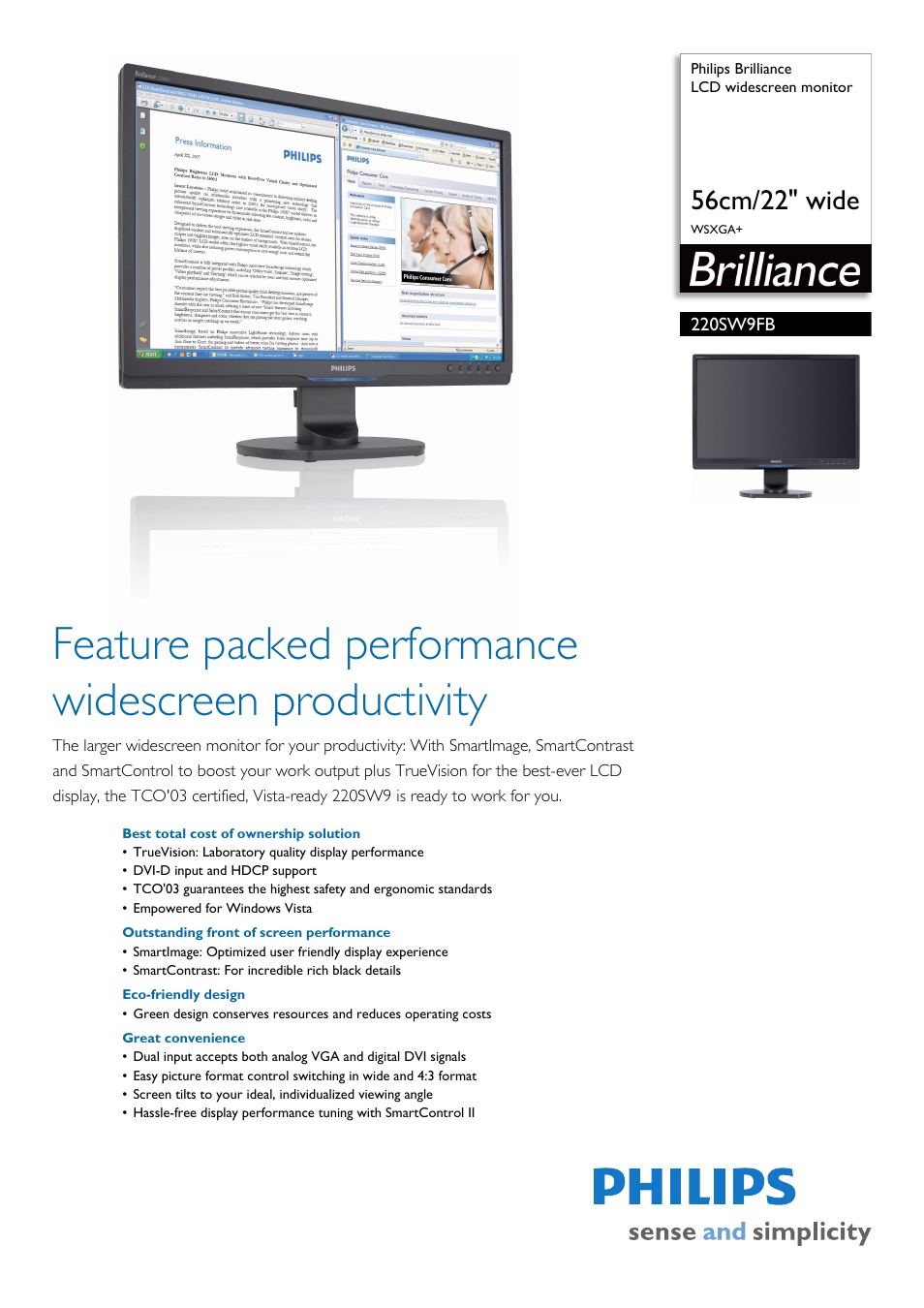 Philips 220SW9FB-27 User Manual | 3 pages