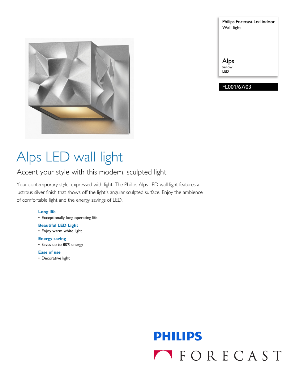 Philips FL0016703 User Manual | 2 pages