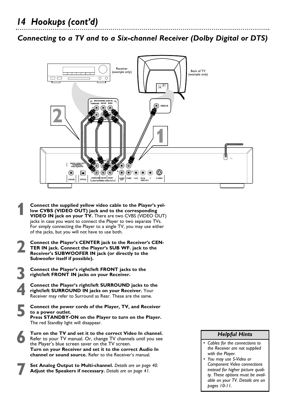 14 hookups (cont’d) | Philips DVD763SA98 User Manual | Page 14 / 52