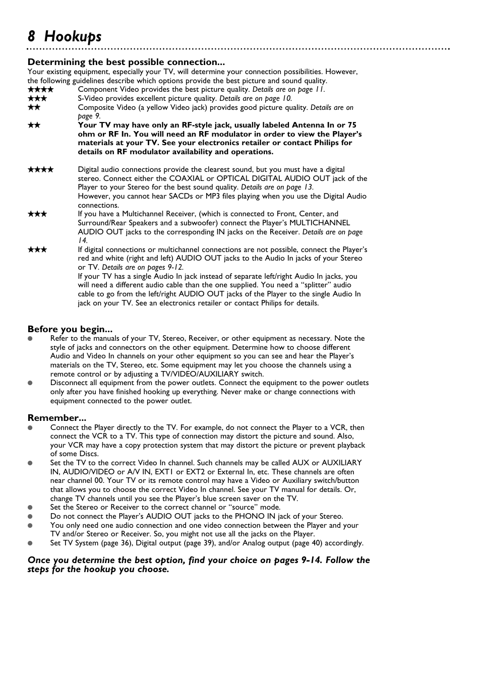 8 hookups | Philips DVD763SA98 User Manual | Page 8 / 52