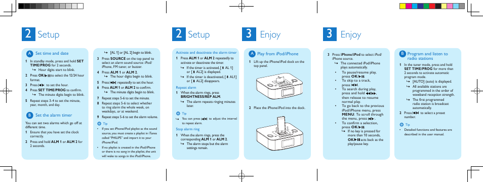 Setup, Enjoy | Philips DC290B-37 User Manual | Page 2 / 2