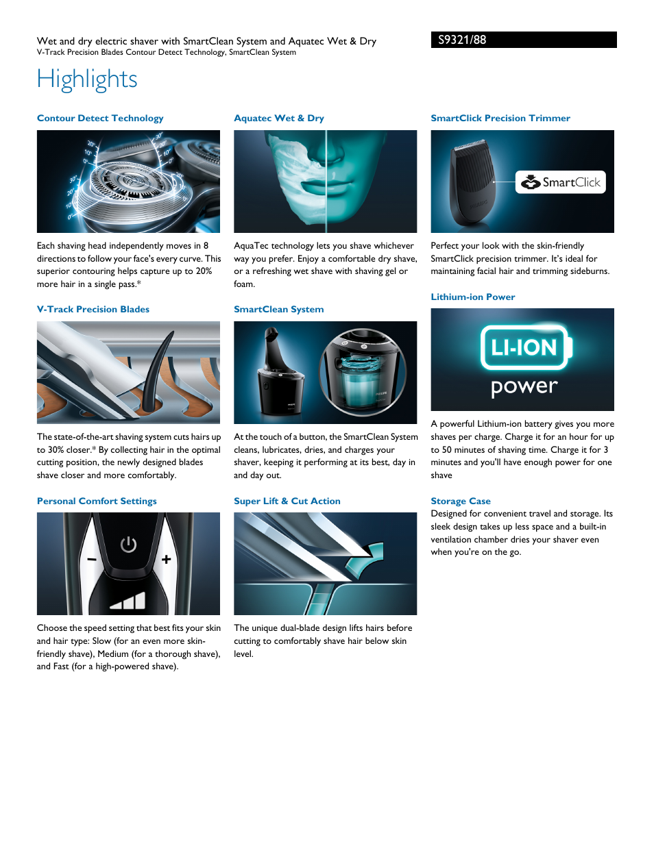Highlights | Philips S9321-88 User Manual | Page 2 / 3