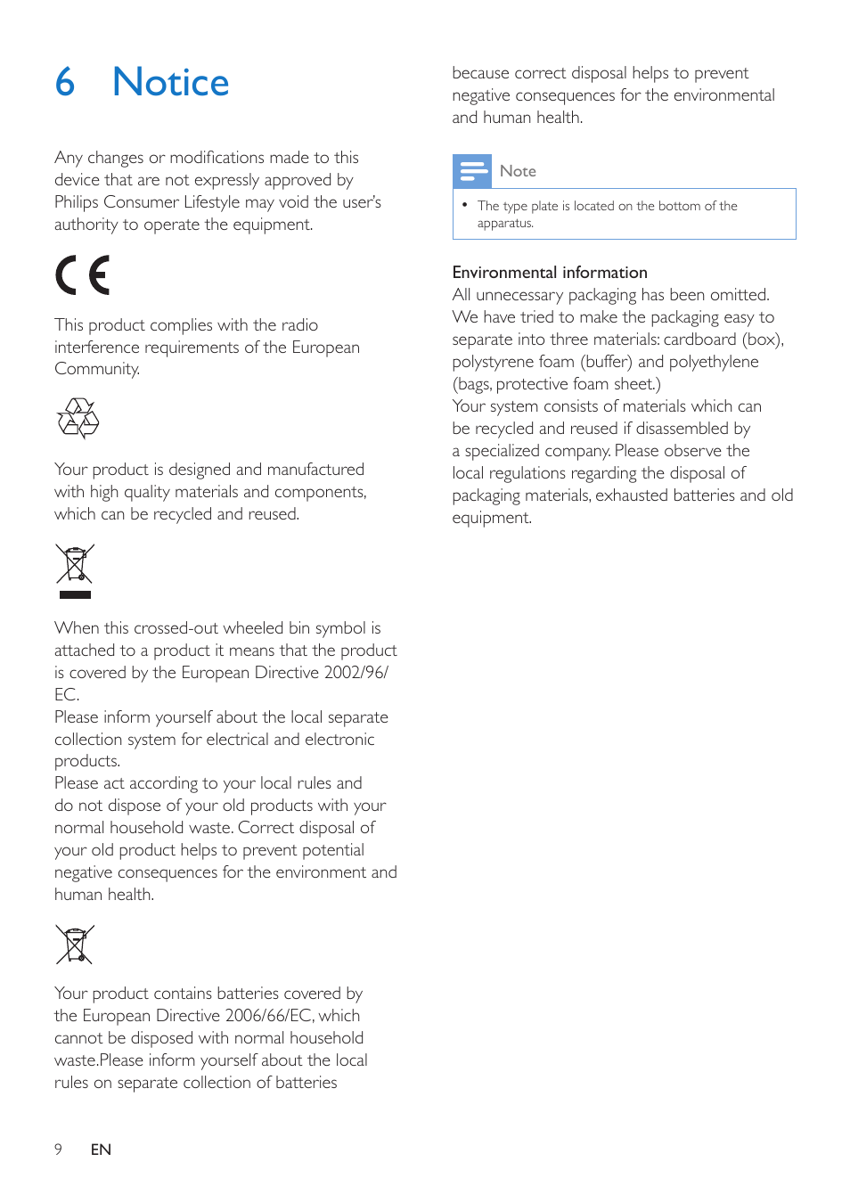 6 notice | Philips AE1120-00 User Manual | Page 9 / 10