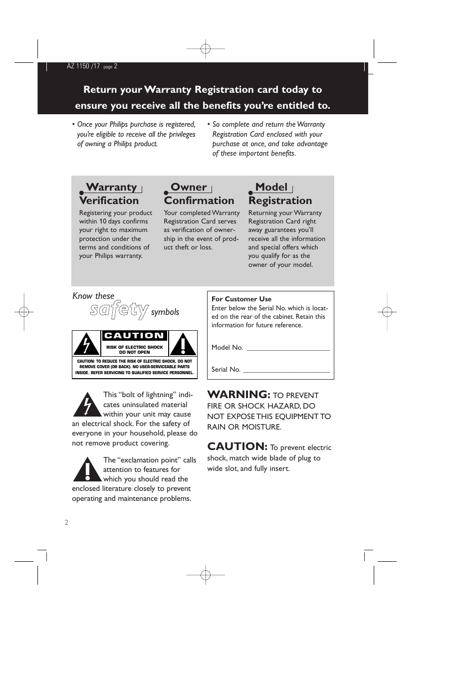 Ssa affe etty y | Philips AZ1155 User Manual | Page 2 / 19