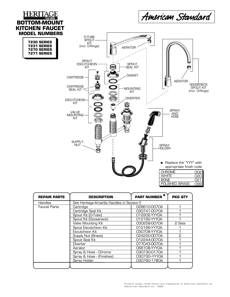 American Standard 7270 Series User Manual | 1 page