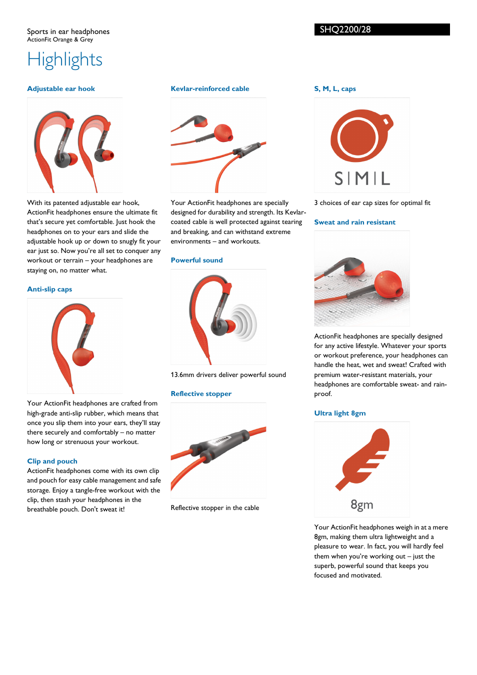 Highlights | Philips SHQ2200-28 User Manual | Page 2 / 3