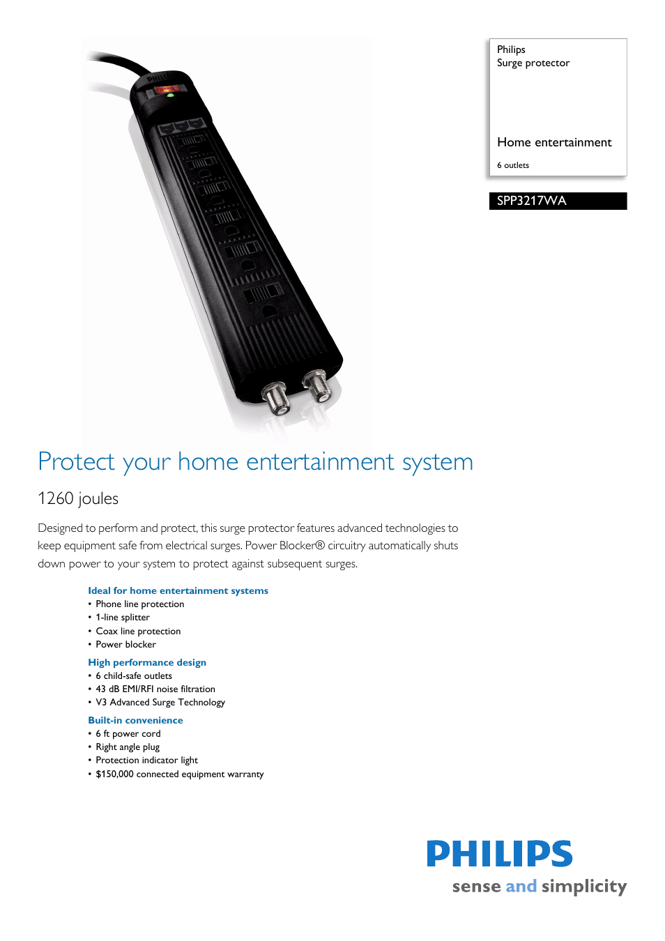 Philips SPP3217WA-17 User Manual | 2 pages