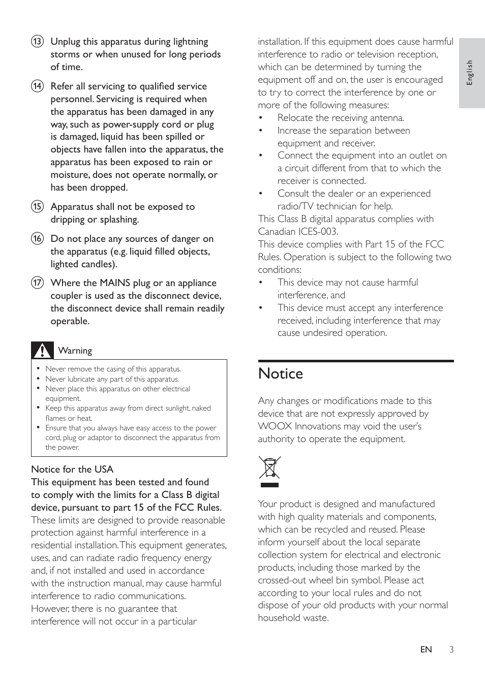 Notice, Notice 3 | Philips Multimedia Speakers 2.1 SPA1330 2" Satellite driver 4" Subwoofer 30W User Manual | Page 5 / 12