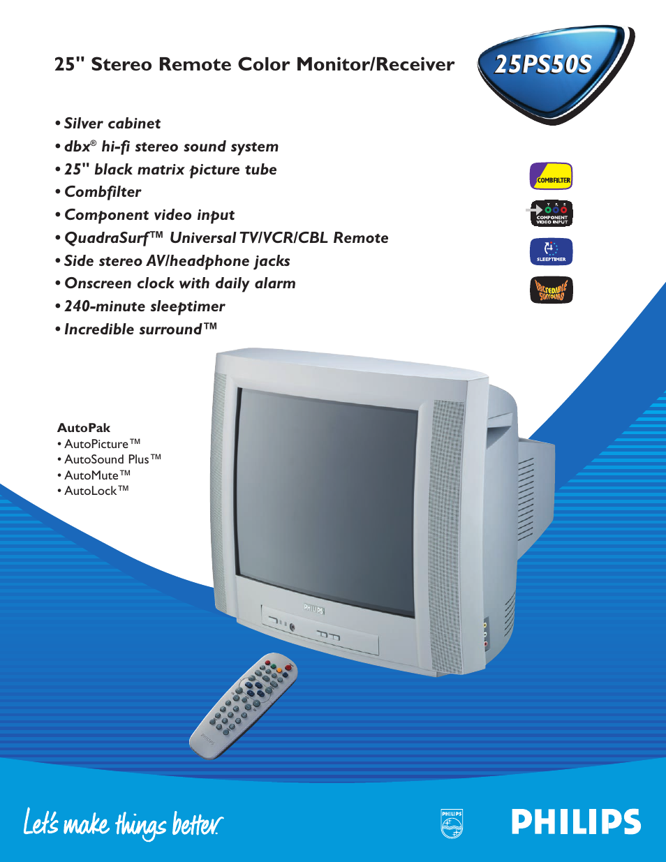 Philips 25PS50S User Manual | 2 pages