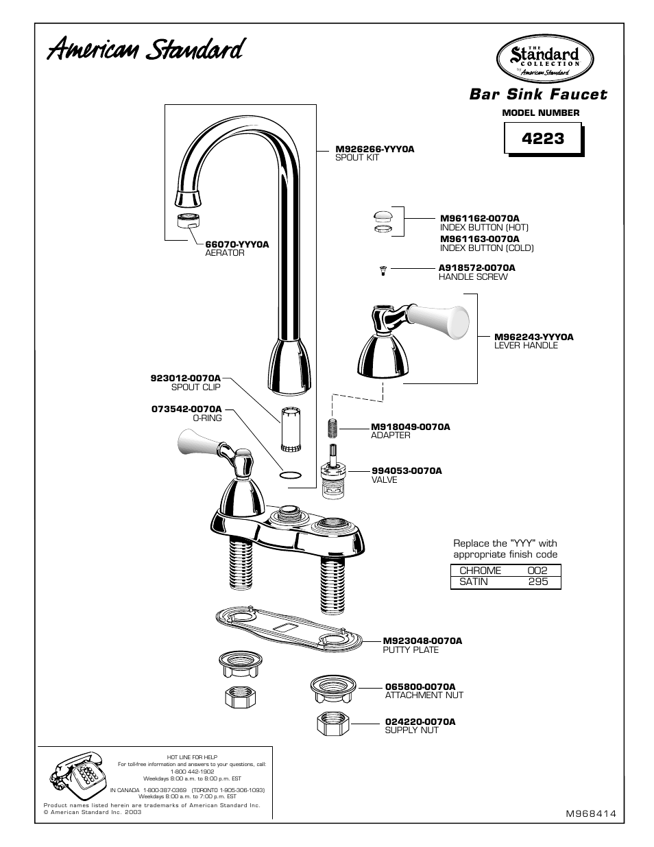 American Standard 4223 User Manual | 1 page