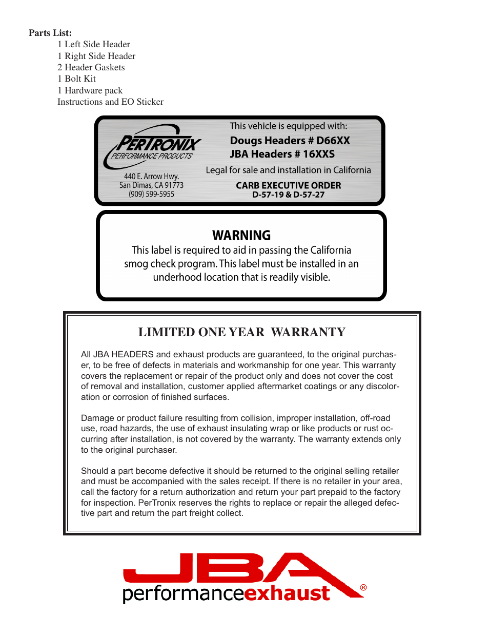 Limited one year warranty | JBA 1617SJT User Manual | Page 4 / 5