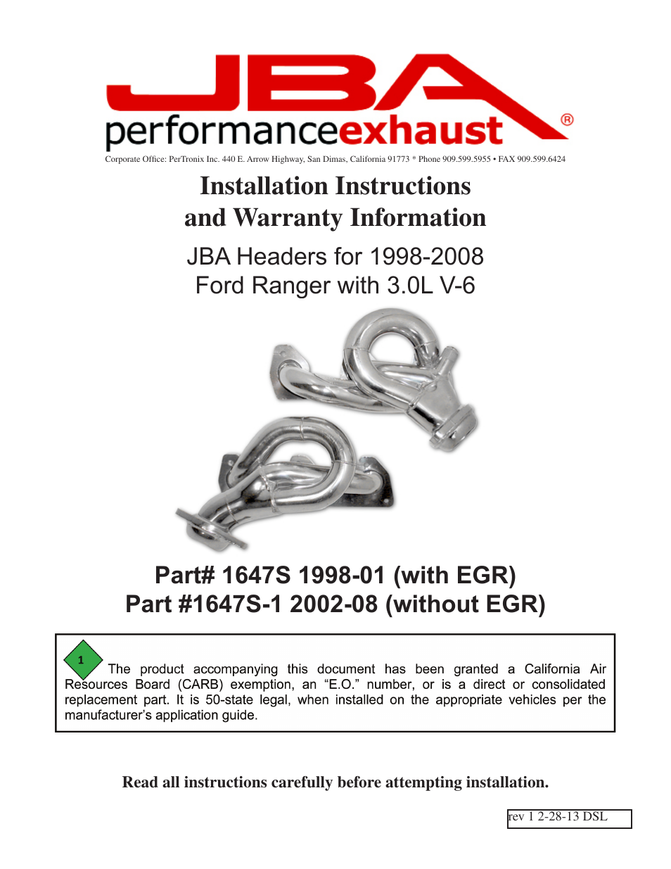 JBA 1647SJT User Manual | 5 pages