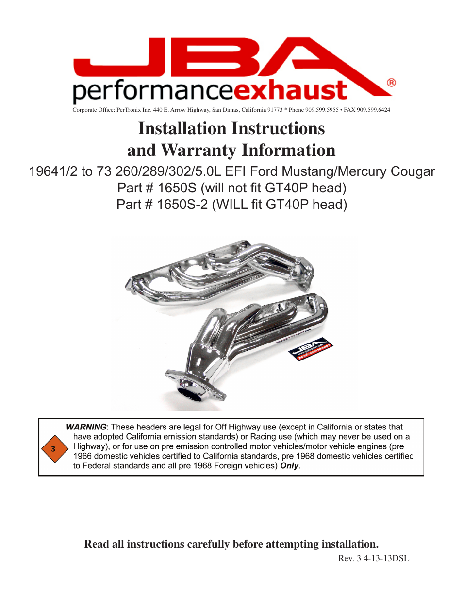 JBA 1650SJT User Manual | 5 pages