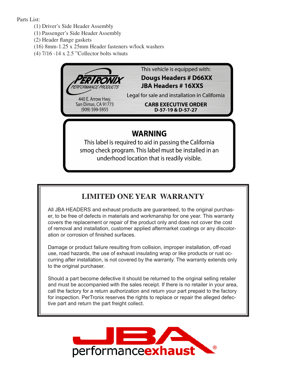 Limited one year warranty | JBA 1678SJT User Manual | Page 4 / 5