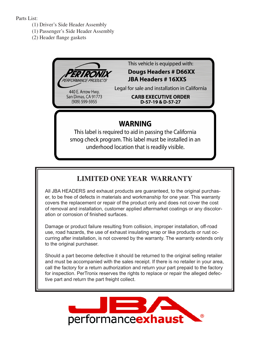 Limited one year warranty | JBA 1685SJT User Manual | Page 4 / 5