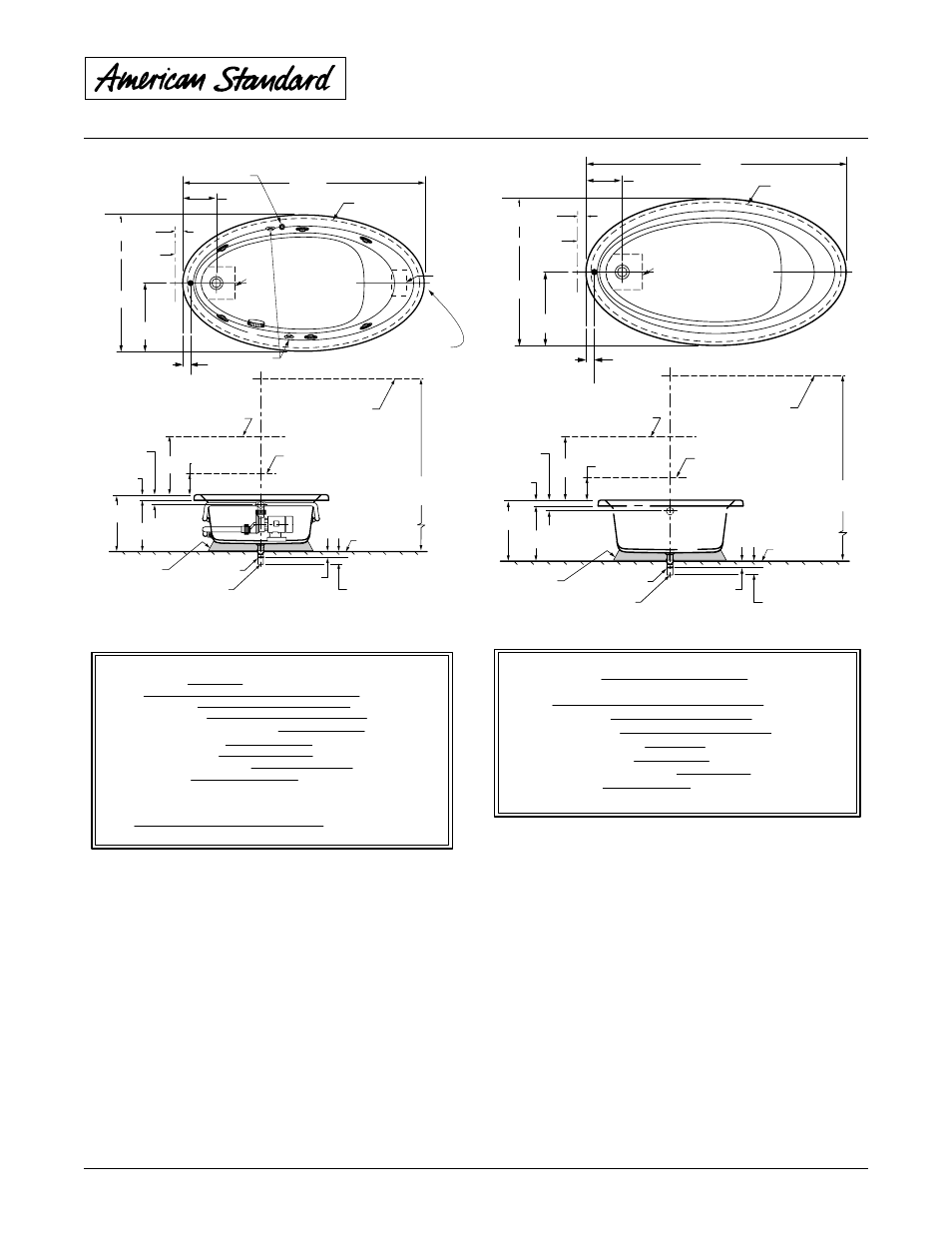 Colony oval 6’™ whirlpool & bathing pool, High gloss acrylic | American Standard Colony Oval Whirlpool and Bathing Pool 1742.002 User Manual | Page 2 / 2