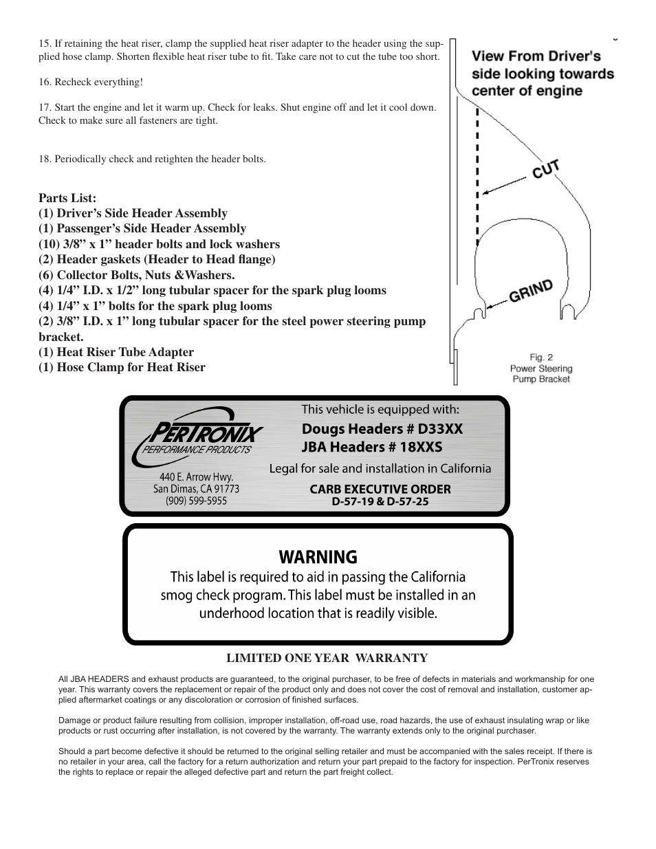 Limited one year warranty | JBA 1840S-4JT User Manual | Page 4 / 5