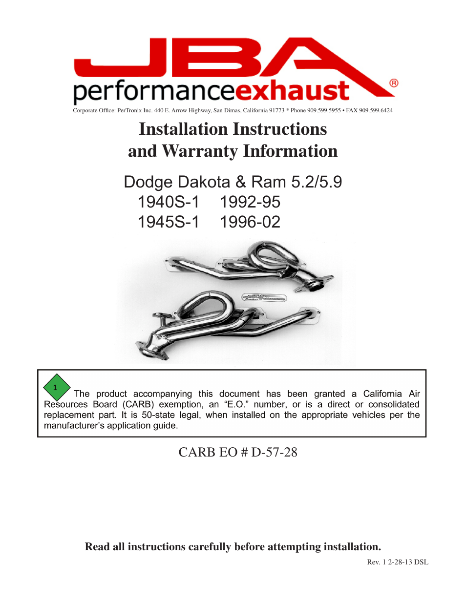 JBA 1945S-1JT User Manual | 5 pages