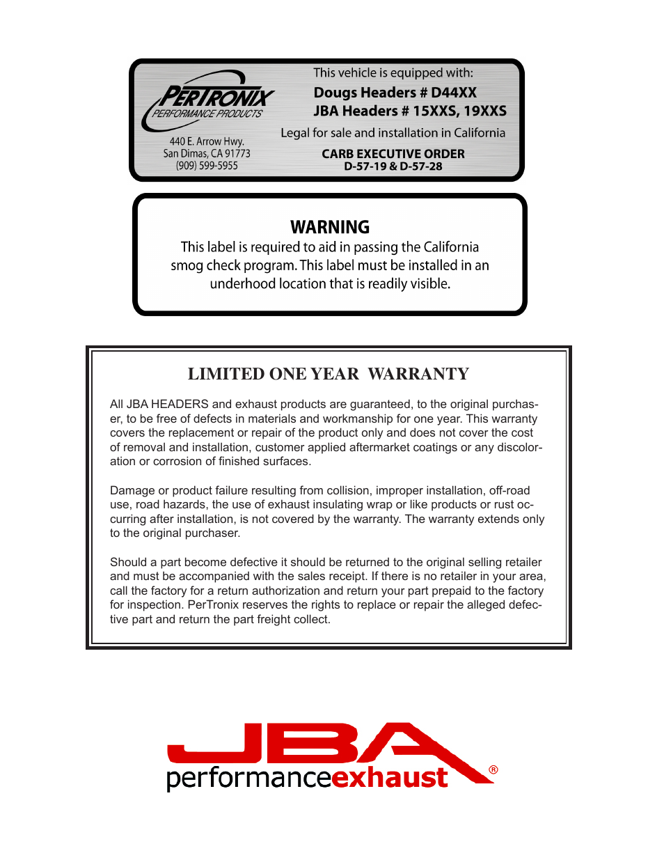Limited one year warranty | JBA 1945S-1JT User Manual | Page 4 / 5