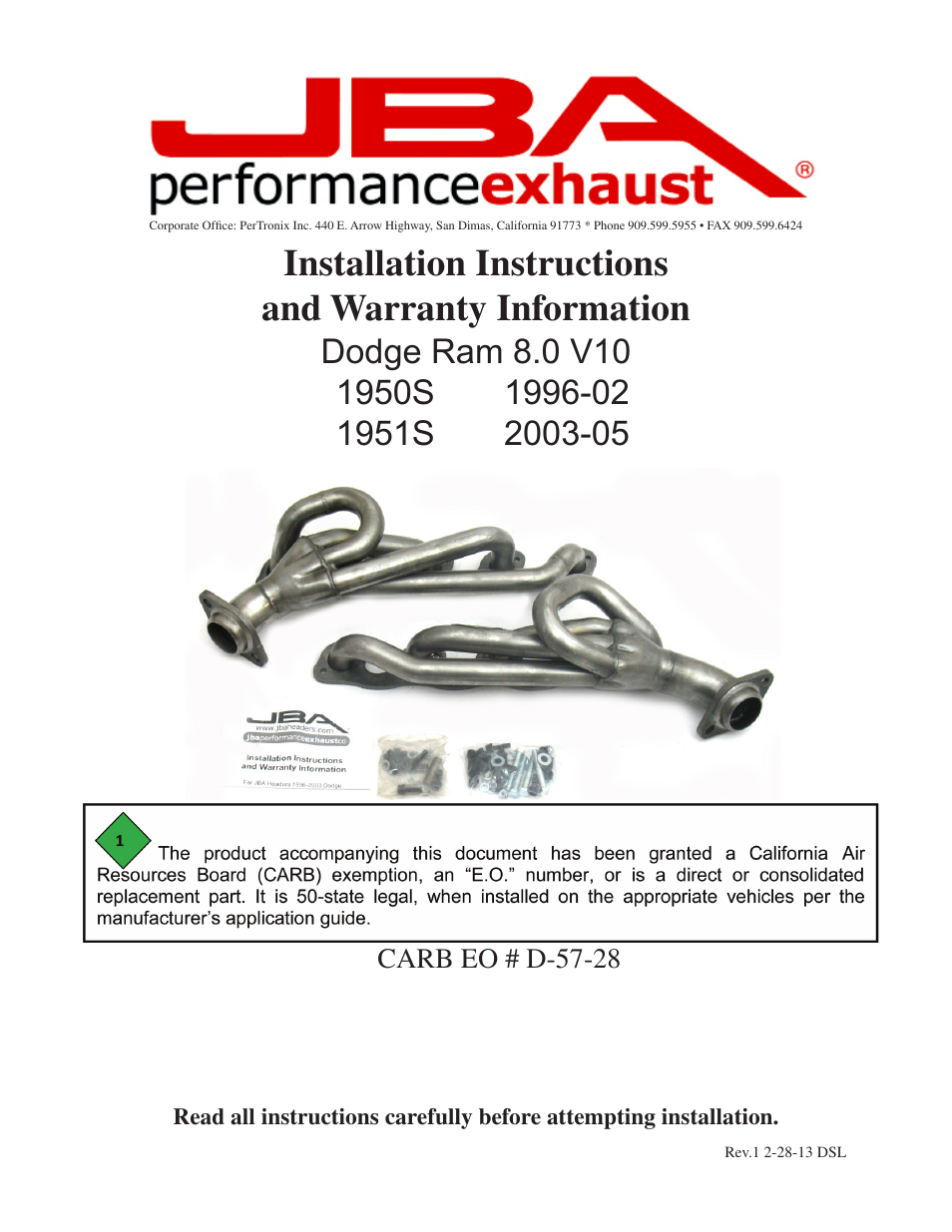 JBA 1950SJT User Manual | 5 pages
