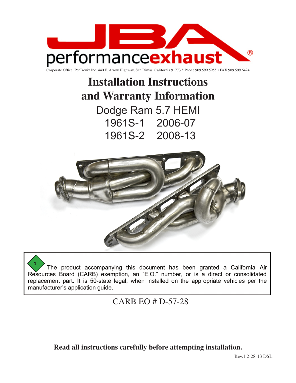 JBA 1961S-2JT User Manual | 5 pages