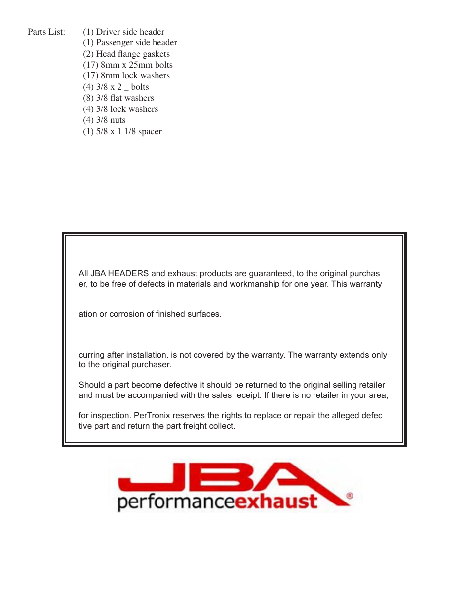 Limited one year warranty | JBA 1964SJT User Manual | Page 4 / 5