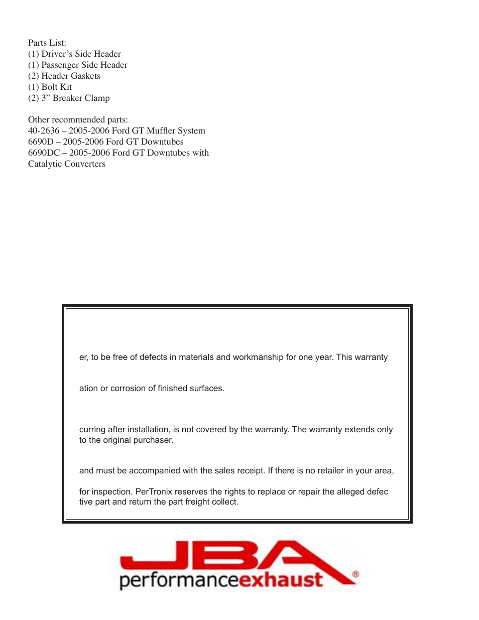 Limited one year warranty | JBA 6690SJT User Manual | Page 4 / 5