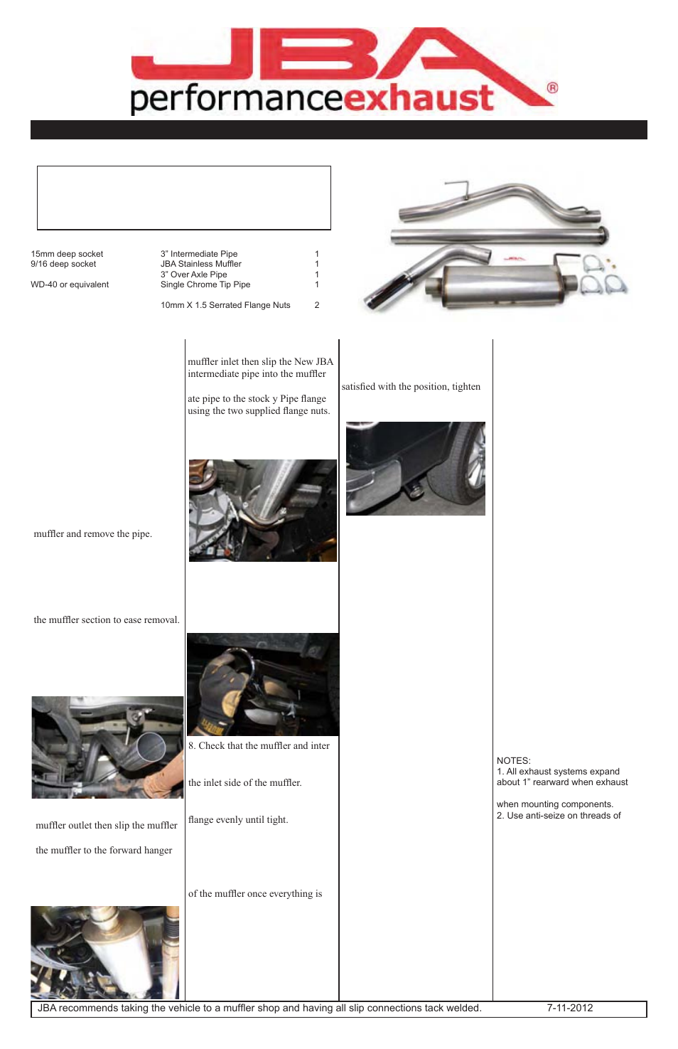 JBA 40-2528 User Manual | 1 page
