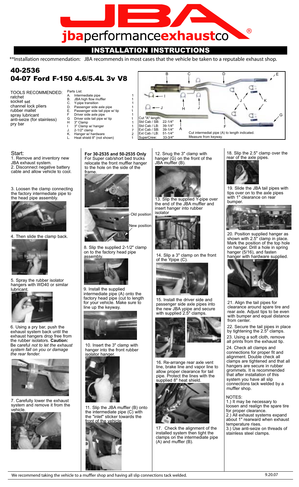 JBA 40-2536 User Manual | 1 page