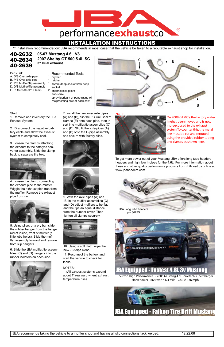JBA 40-2639 User Manual | 1 page