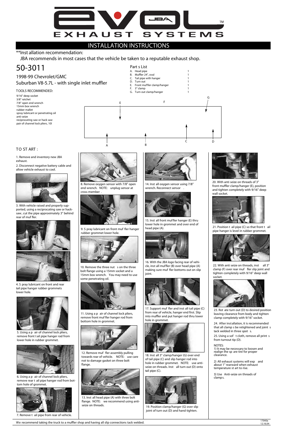 JBA 40-3011 User Manual | 1 page