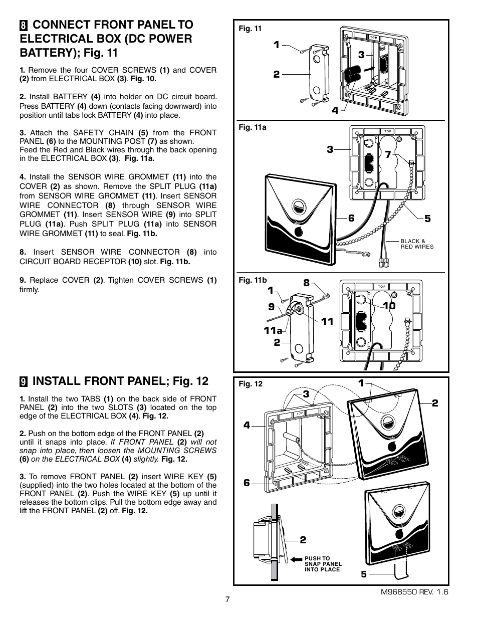 Install front panel; fig. 12 | American Standard SELECTRONIC 6068.26X User Manual | Page 8 / 13