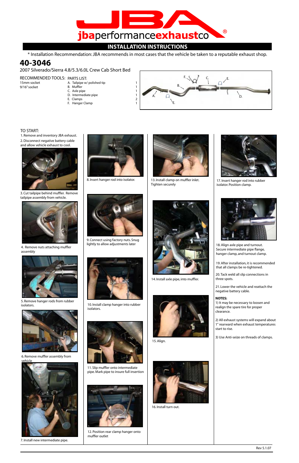 JBA 40-3046 User Manual | 1 page