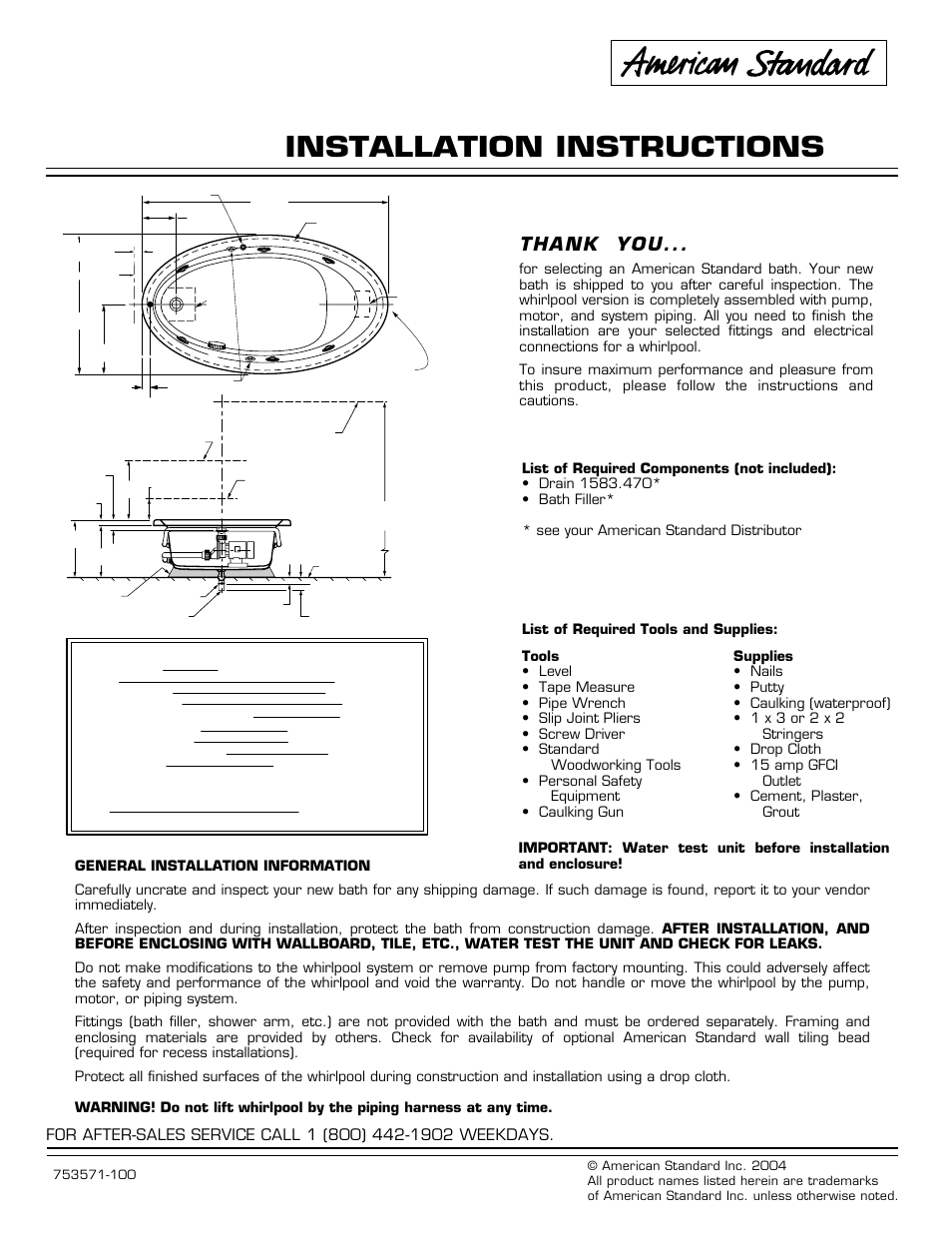 American Standard Colony Oval 1742 Series User Manual | 4 pages