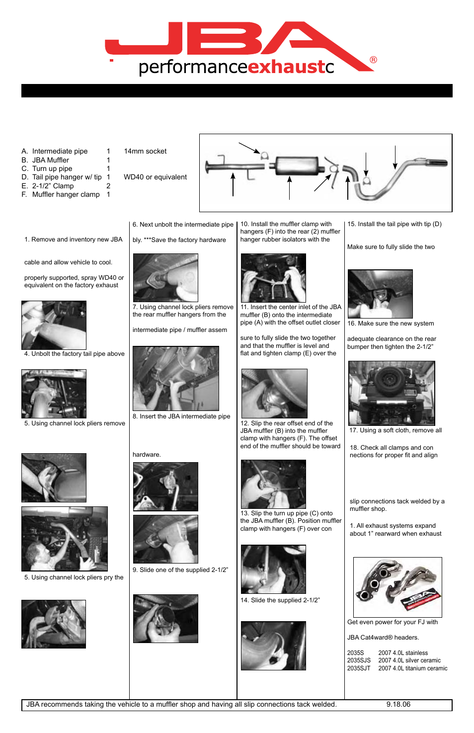 JBA 40-9020 User Manual | 1 page