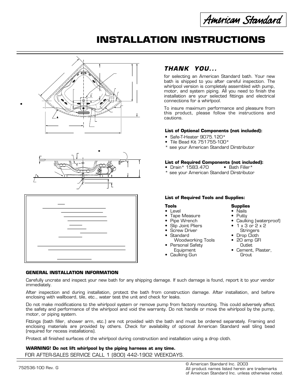 American Standard 2775.XXXW Series User Manual | 4 pages