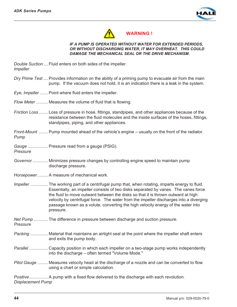 Hale 4DK Series User Manual | Page 44 / 52