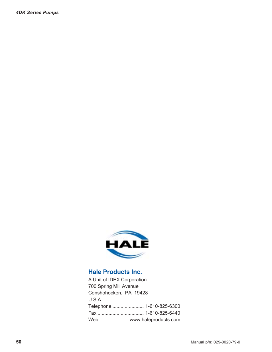 Hale products inc | Hale 4DK Series User Manual | Page 50 / 52